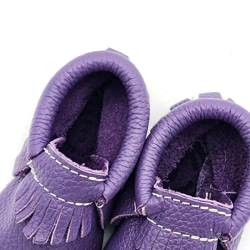 Freshly Picked Moccasin Leather Fringe Baby Shoes Booties 12-18 Months Size 3